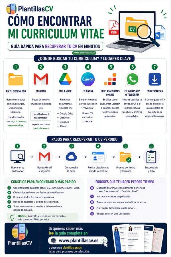 &iquest;C&oacute;mo encontrar mi curriculum vitae? Gu&iacute;a para recuperar tu CV en ordenador, Gmail, nube y plataformas online