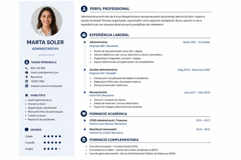 Ejemplos de curriculum vitae en catal&aacute;n: modelos y plantillas para descargar 2026