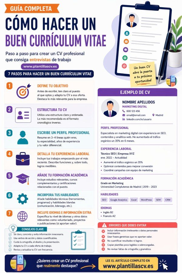 C&oacute;mo hacer un curr&iacute;culum: gu&iacute;a completa paso a paso para crear un CV profesional