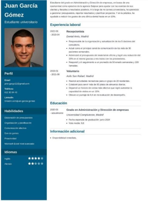 Plantillas de currículum para estudiantes universitarios gratis en Word