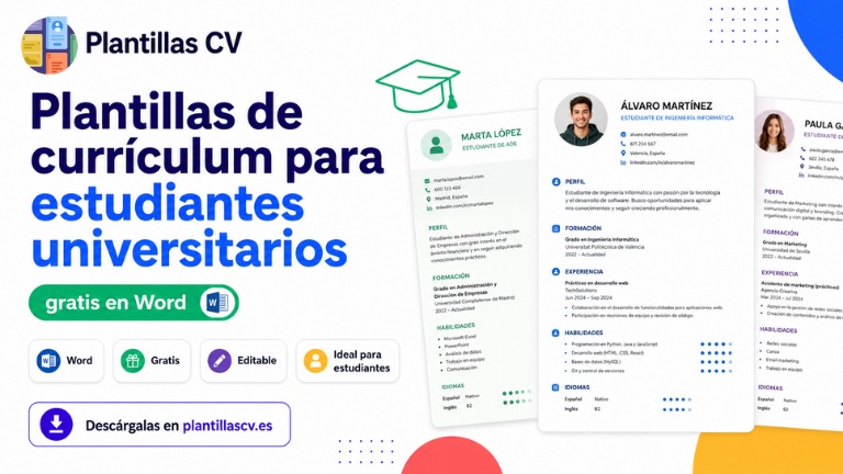 infografia Plantillas de currículum para estudiantes universitarios gratis en Word