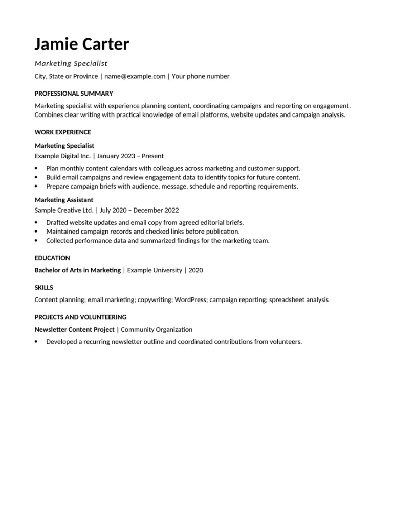 Free Word Resume Templates to download and edit